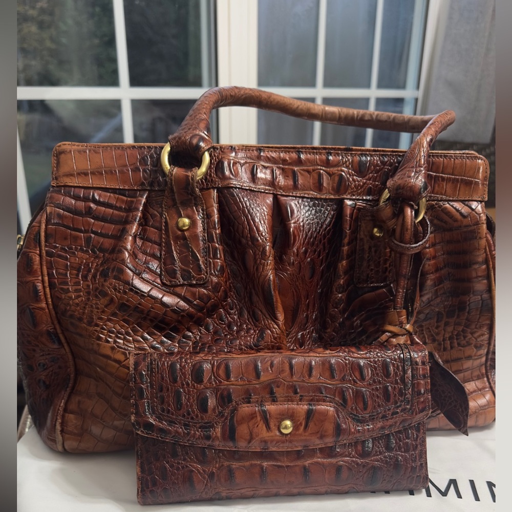 Brahmin Louise Rose bag Pecan bag and wallet. Check all pics for wear and tear.